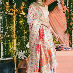 Wedding Special Banarasi Silk Saree with Zari Work white