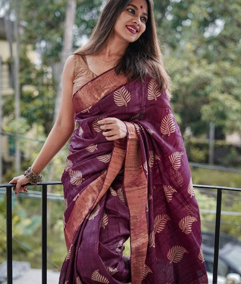 Traditional Banarasi Saree with Pure Silk Threads wine