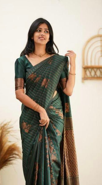 Designer Banarasi Silk Saree for Party & Festive Green