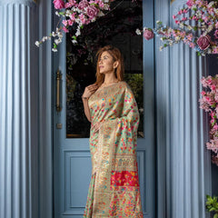 Wedding Special Banarasi Silk Saree with Zari Work Pasta Green
