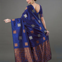 Ethnic Banarasi Saree – Handwoven Soft Silk Fabric Blue