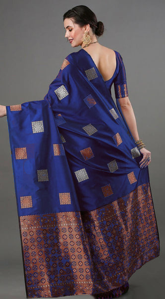 Ethnic Banarasi Saree – Handwoven Soft Silk Fabric Blue