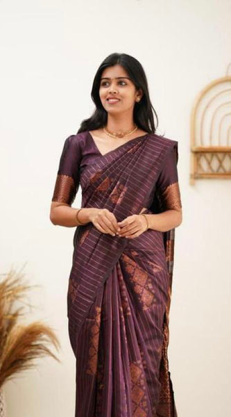 Designer Banarasi Silk Saree for Party & Festive Wine Saree