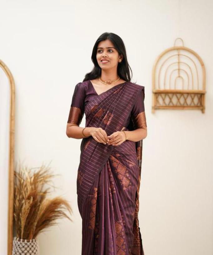Designer Banarasi Silk Saree for Party & Festive Wine Saree