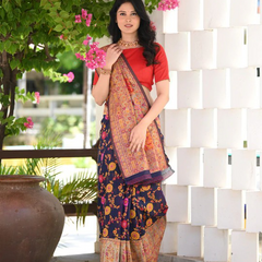 Elegant Banarasi Silk Saree with Zari Border & Pallu Blue