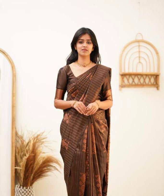 Designer Banarasi Silk Saree for Party & Festive Brown Saree