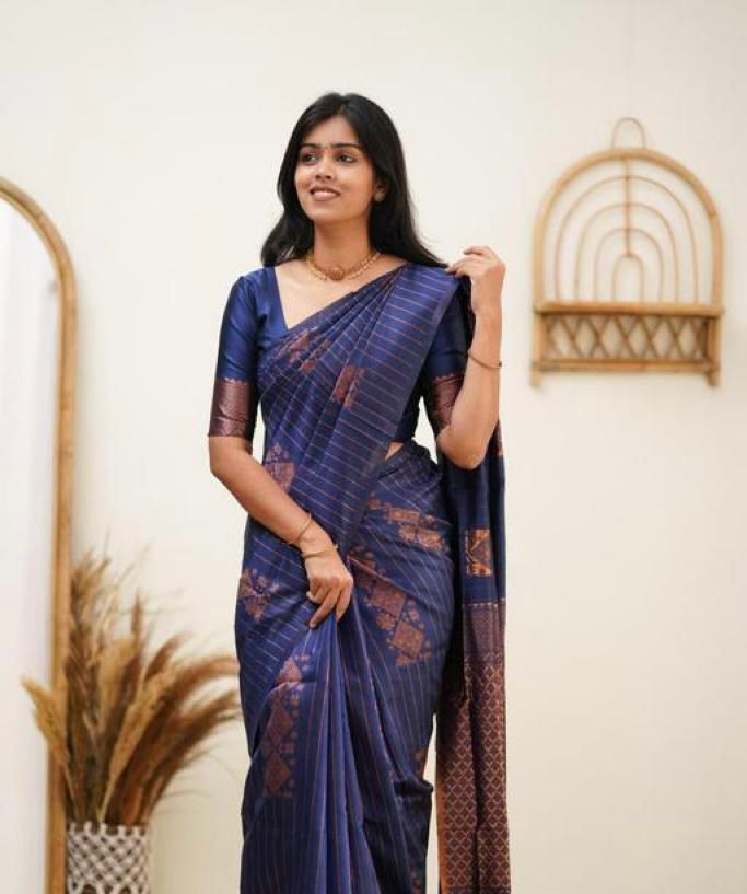 Designer Banarasi Silk Saree for Party & Festive Blue