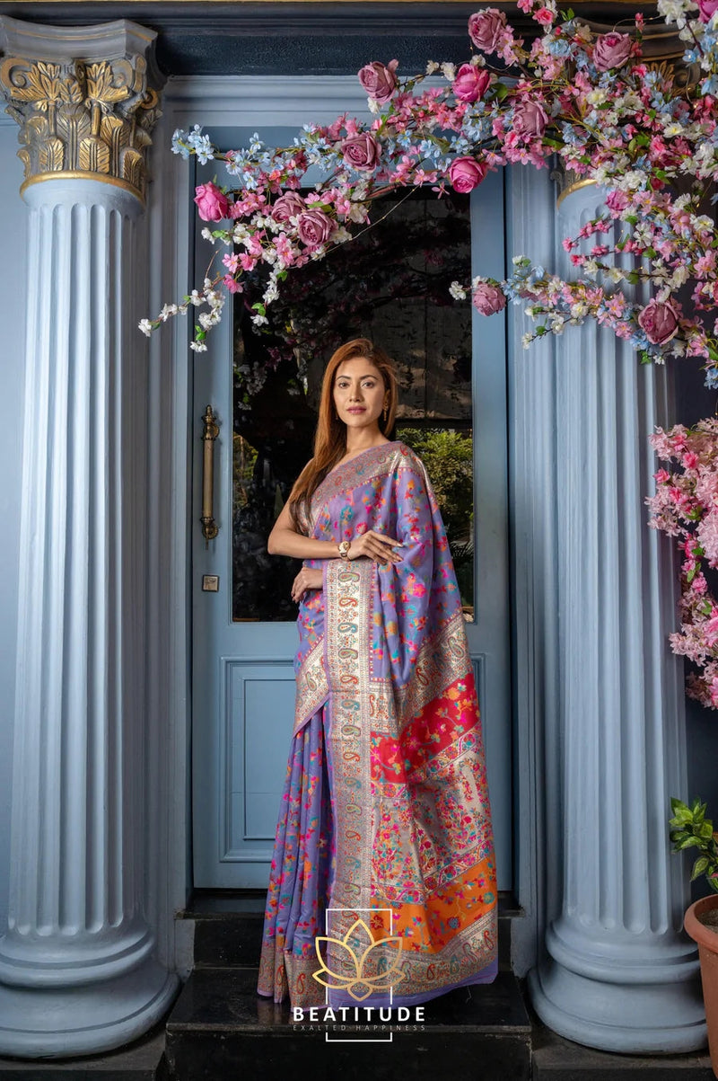 Wedding Special Banarasi Silk Saree with Zari Work Light Blue