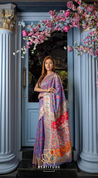 Wedding Special Banarasi Silk Saree with Zari Work Light Blue