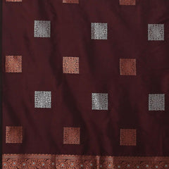 Ethnic Banarasi Saree – Handwoven Soft Silk Fabric Wine Saree