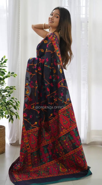Banarasi Silk Saree Printed– Rich Fabric, Royal Look Black