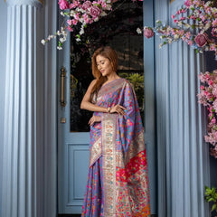 Wedding Special Banarasi Silk Saree with Zari Work Light Blue