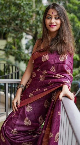 Traditional Banarasi Saree with Pure Silk Threads wine