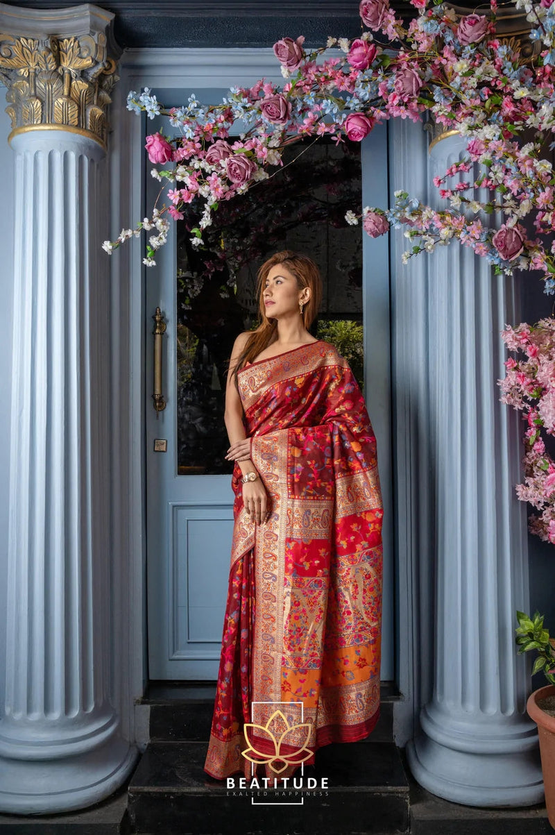 Wedding Special Banarasi Silk Saree with Zari Work Red Saree