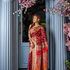 Wedding Special Banarasi Silk Saree with Zari Work Red Saree