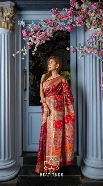 Wedding Special Banarasi Silk Saree with Zari Work Red Saree