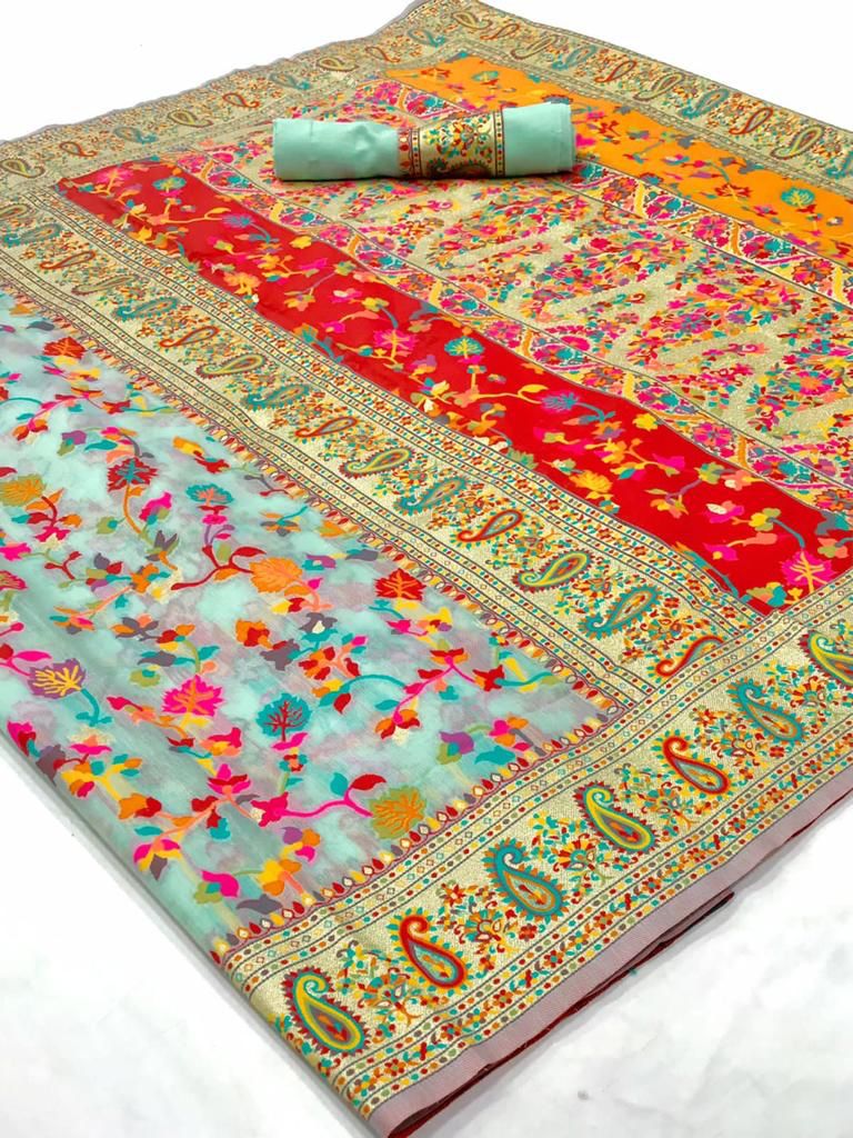 Wedding Special Banarasi Silk Saree with Zari Work Pasta Green
