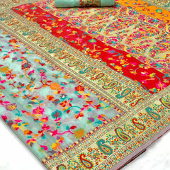 Wedding Special Banarasi Silk Saree with Zari Work Pasta Green