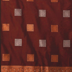 Ethnic Banarasi Saree – Handwoven Soft Silk Fabric Marron Saree