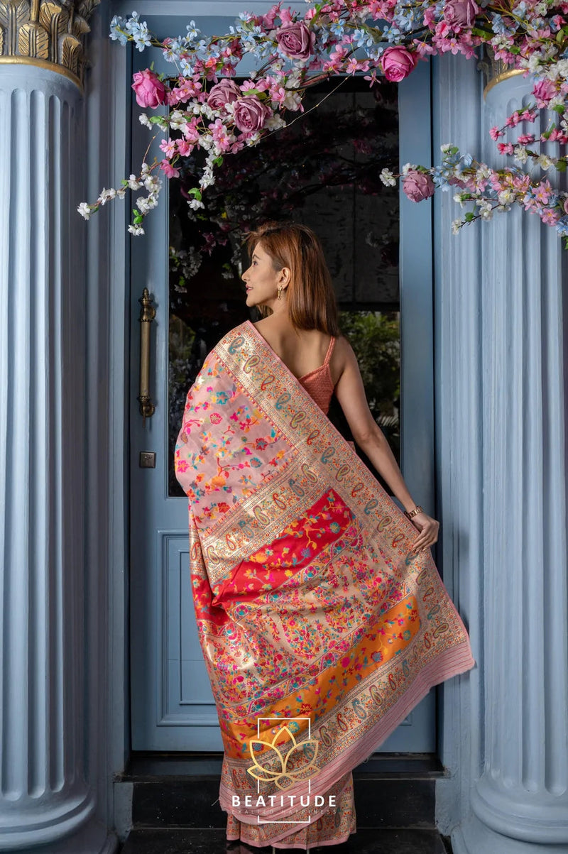 Wedding Special Banarasi Silk Saree with Zari Work Pink