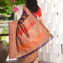 Elegant Banarasi Silk Saree with Zari Border & Pallu Blue