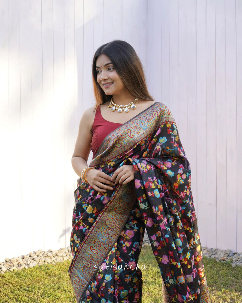 Wedding Special Banarasi Silk Saree with Zari Work Dark Blue