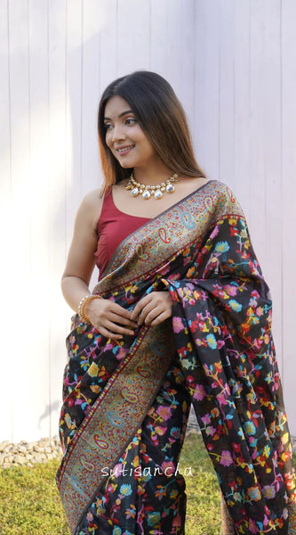 Wedding Special Banarasi Silk Saree with Zari Work Dark Blue