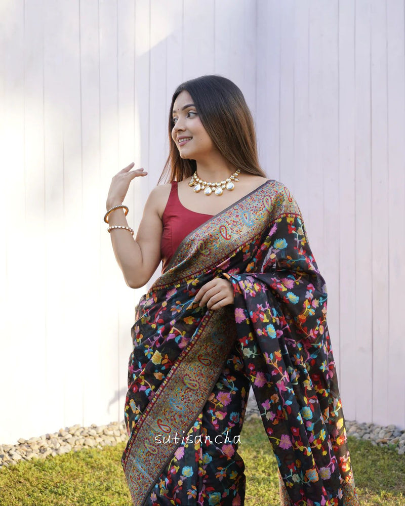Wedding Special Banarasi Silk Saree with Zari Work Dark Blue