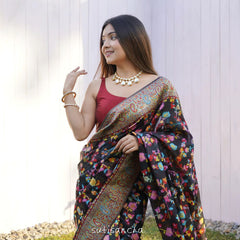 Wedding Special Banarasi Silk Saree with Zari Work Dark Blue