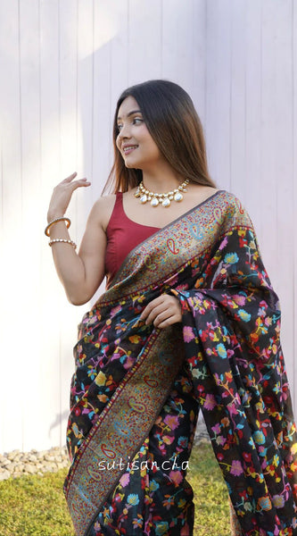Wedding Special Banarasi Silk Saree with Zari Work Dark Blue