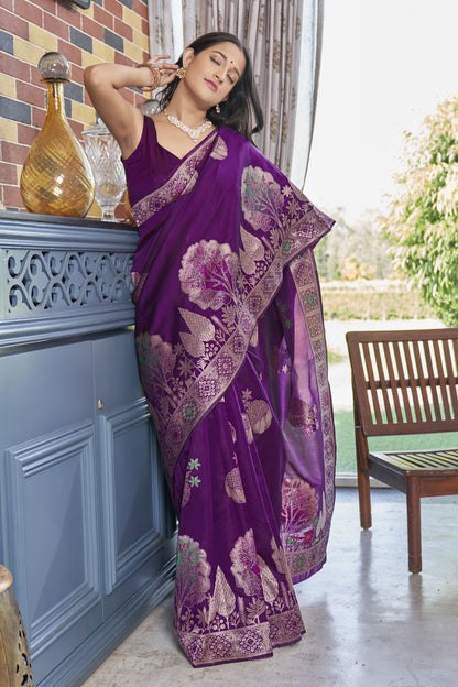 Timeless Elegance: The Legacy of Banarasi Silk Sarees COLOR PURPLE