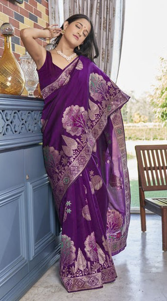 Timeless Elegance: The Legacy of Banarasi Silk Sarees COLOR PURPLE
