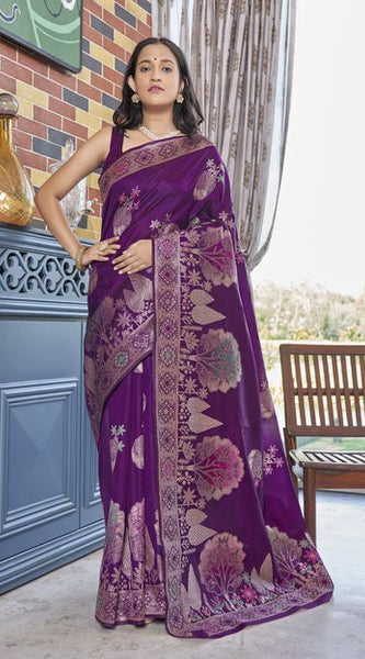 Timeless Elegance: The Legacy of Banarasi Silk Sarees COLOR PURPLE