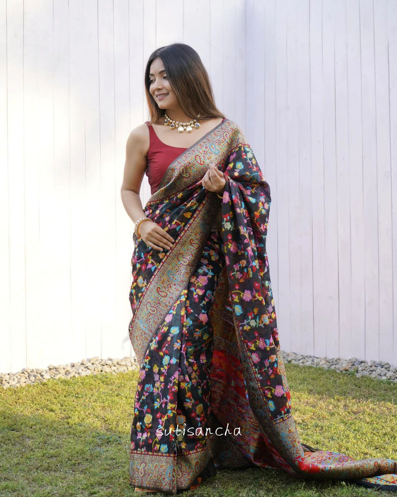 Wedding Special Banarasi Silk Saree with Zari Work Dark Blue