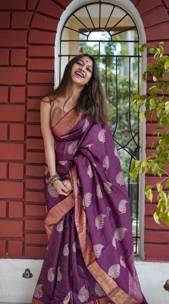 Traditional Banarasi Saree with Pure Silk Threads wine