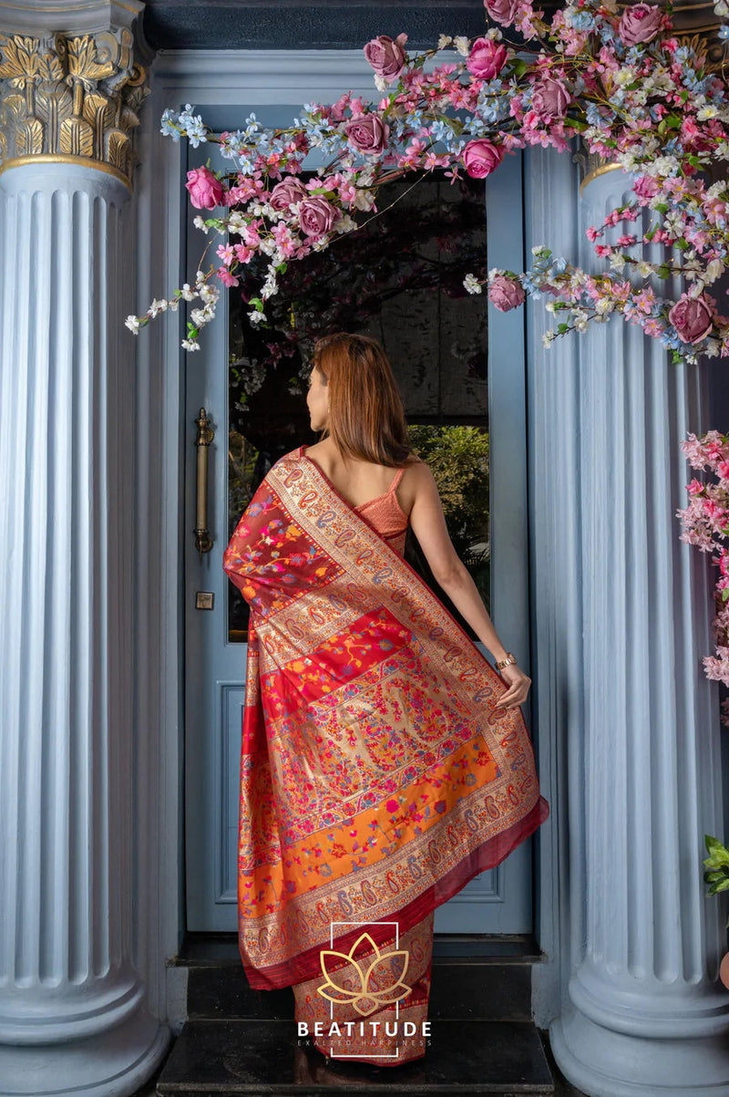 Wedding Special Banarasi Silk Saree with Zari Work Red Saree