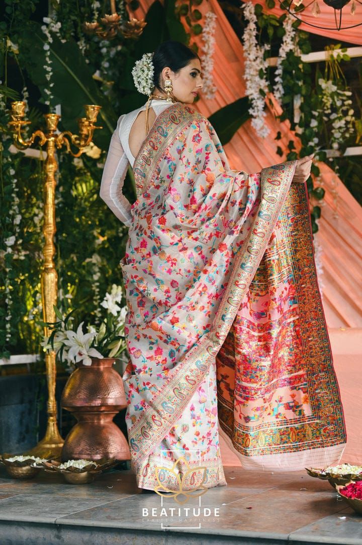 Wedding Special Banarasi Silk Saree with Zari Work white