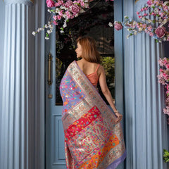 Wedding Special Banarasi Silk Saree with Zari Work Light Blue