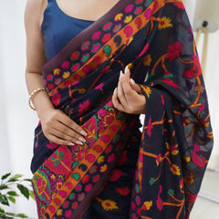 Banarasi Silk Saree Printed– Rich Fabric, Royal Look Black