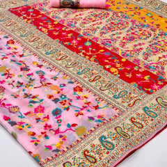 Wedding Special Banarasi Silk Saree with Zari Work Pink