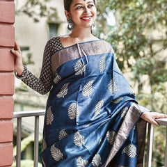 Traditional Banarasi Saree with Pure Silk Threads Black Blue