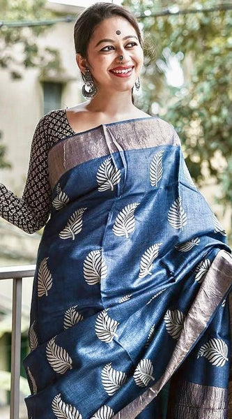 Traditional Banarasi Saree with Pure Silk Threads Black Blue