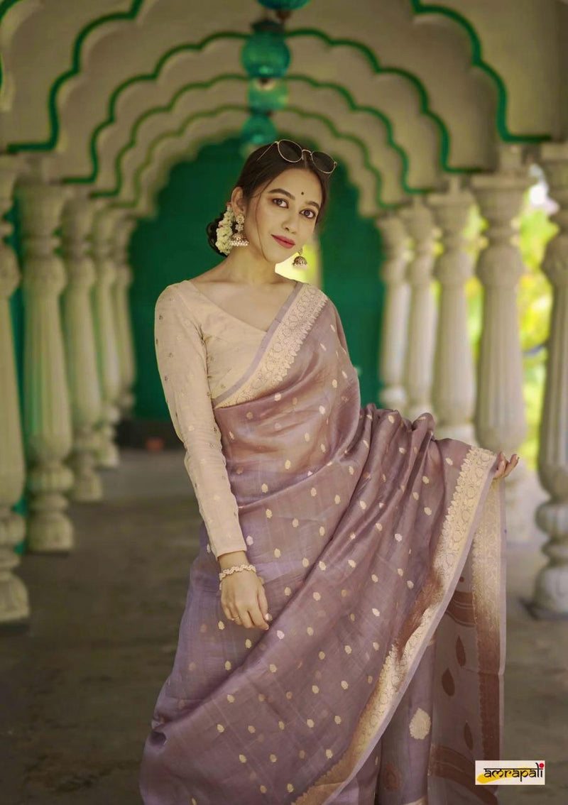 Elegant Banarasi Silk Saree with Gold Zari Embellishments Brown