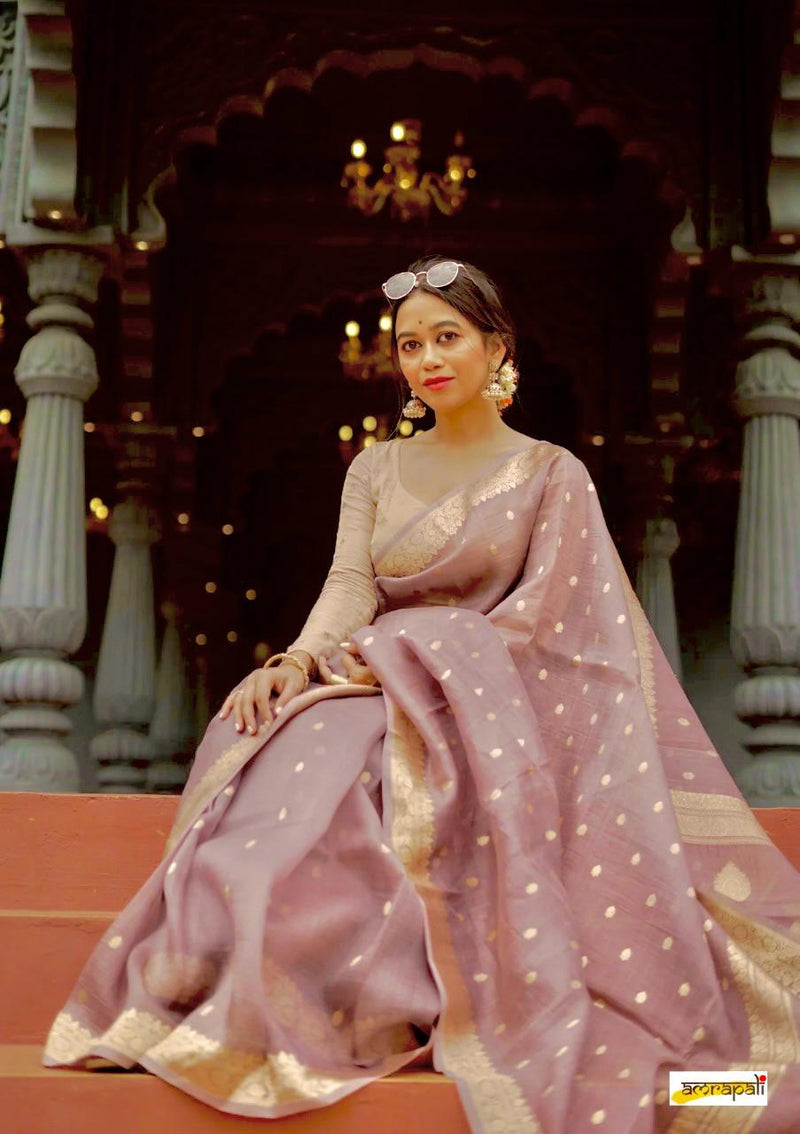 Elegant Banarasi Silk Saree with Gold Zari Embellishments Brown