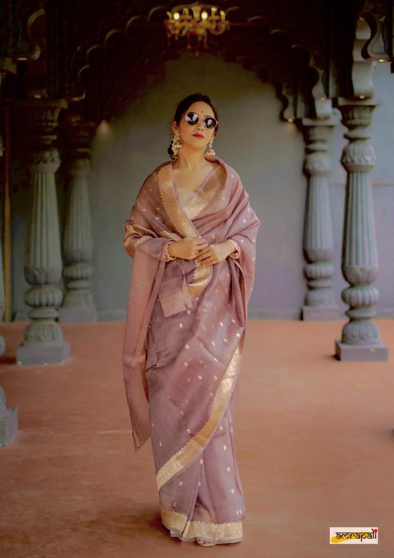 Elegant Banarasi Silk Saree with Gold Zari Embellishments Brown