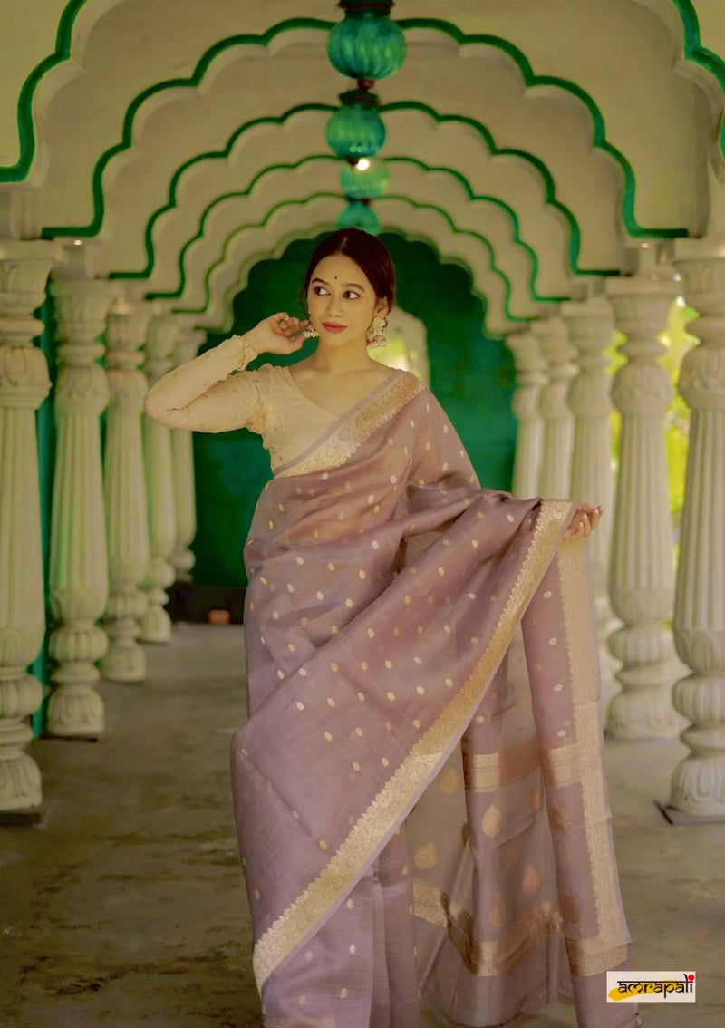 Elegant Banarasi Silk Saree with Gold Zari Embellishments Brown