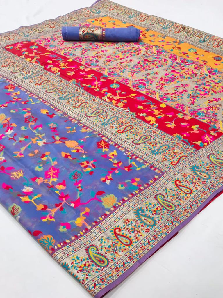 Wedding Special Banarasi Silk Saree with Zari Work Light Blue