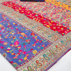 Wedding Special Banarasi Silk Saree with Zari Work Light Blue