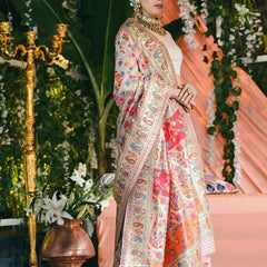 Wedding Special Banarasi Silk Saree with Zari Work white