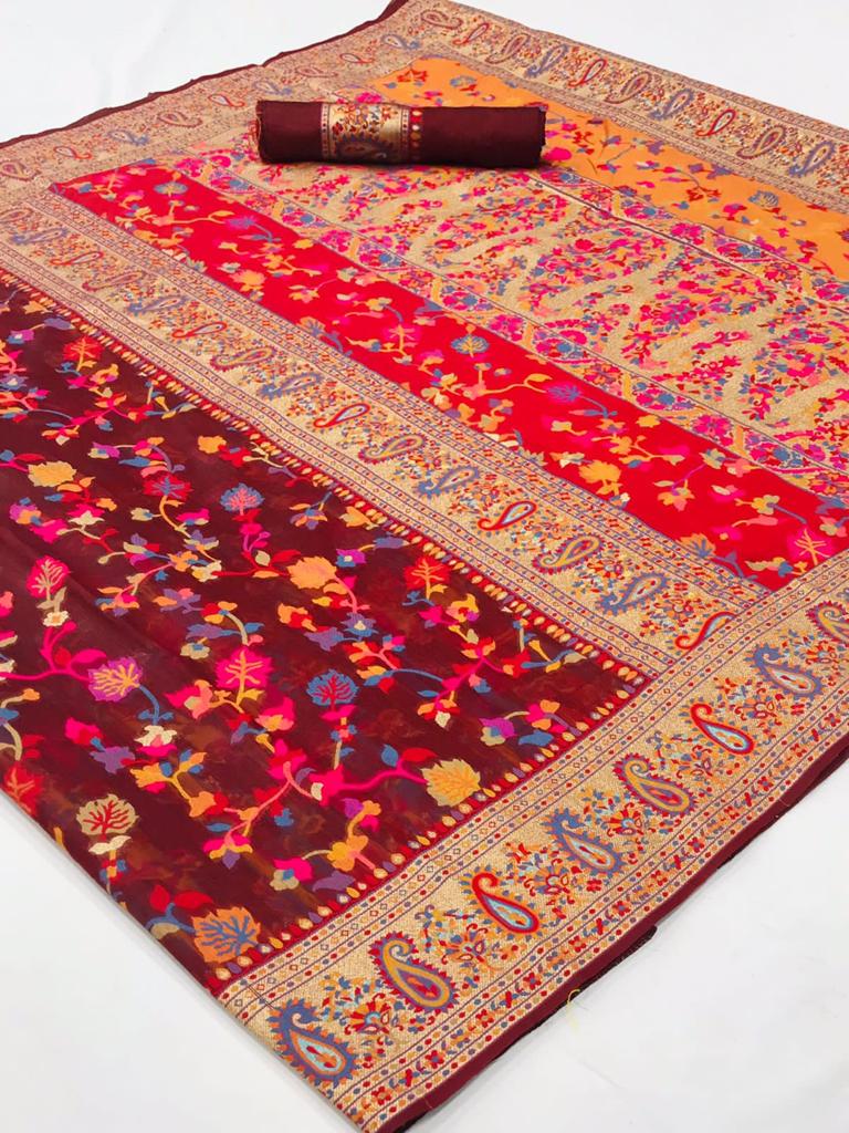 Wedding Special Banarasi Silk Saree with Zari Work Red Saree